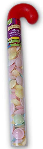 Giant Candy Cane Filled with Flying Saucer Sweets. Huge Reusable Plastic Walking Stick Filled with Mouth Watering Sherbet Filled Flying Saucers Kids Xmas Present