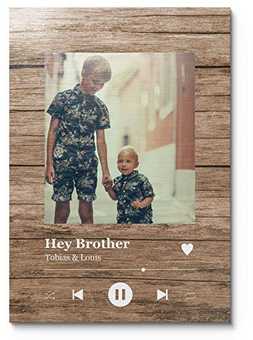Holzbild mit eigenem Foto im Song Cover Design | mit Musiktitel, Interpret, Namen oder Anderer Widmung Geschenkidee für Partner Freund Familie | Moderne Wanddeko.