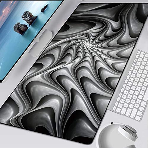 Schwarz-Weiß-Mauspad Tastaturmatte Xl Gaming Mousepad Locking Edge Laptop Schreibtisch Computermatte 1000X500X3Mm