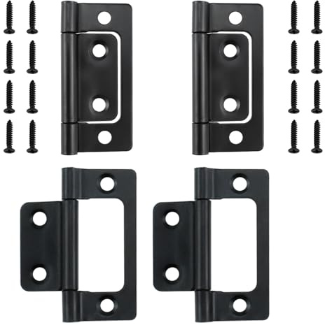 SDTC Tech 4-Pack Non-Mortise Door Hinges Bifold Butt Cabinet Hinges with Screws for Furniture Windows Cupboard etc. - 2 x 0.9 Inch, Black