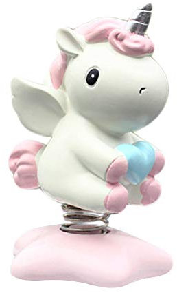 Abaodam 1 x Einhorn-Wackelfigur mit Wackelkopf, Cartoon-Design, f¨¹r Schreibtisch, Auto, Armaturenbrett, dekoratives Spielzeug, Autoverzierung, Zubeh?r (Pink)