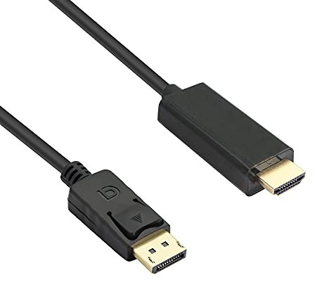 YACSEJAO Cable DisplayPort a HDMI, Adaptador DisplayPort (DP) macho a HDMI macho chapado en oro, DP a HDMI, Compatible con proyector, computadora de escritorio, computadora portátil, monitor, más-1.8M