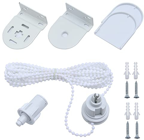 Pilikoll Roller Blind Brackets 32mm Fittings Kit, Curtain Blind Replacement Accessories With Beaded Chain & Screws for Fixing Blinds Shades Windows
