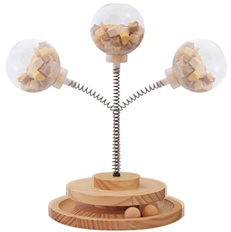 Yiida Cat Feeder Toy | Cat Treat Dispenser Toy Catnip Cat Toy Cat Nips Spring Toy - Cat Toys for Indoor Cats Interactive Ball Tumbler Treats Toy Slow Feeder Food Dispensing Leaking Dispenser