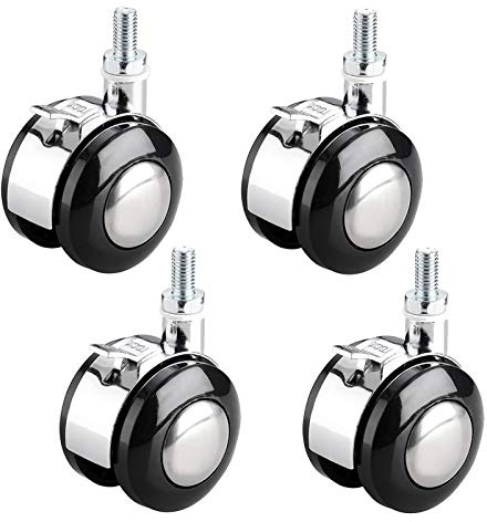 XHALERY Stück 50 mm Lenkrollen Möbelrollen mit Bremse Zinklegierung Rolle M8/M10 Trolley Bürostuhl Räder, Belastung 90 kg, für Trolleys, Nachttische, Kleiderbügel,Silber(M8)