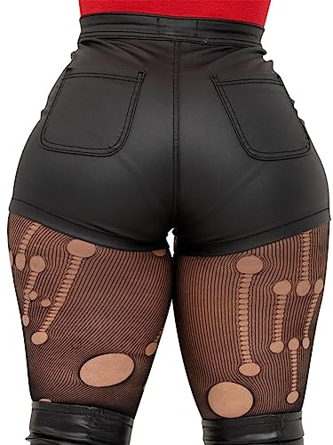 Women's High Waist Faux Leather Shorts Sexy PU Leather Matt Shorts XX-Large Matte-Black