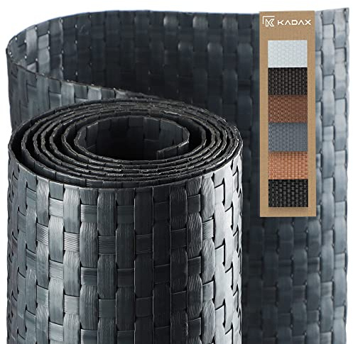 KADAX Brise-vue pour balcon, terrasse, clôture, brise-vue résistant aux intempéries, en rotin synthétique, vendu au mètre, toile de balcon avec serre-câbles, clôture brise-vue (0,9 x 1 m, anthracite)