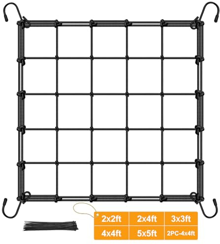 BSTPCOO Scrog Net - Red de Enrejado de 2 x 2 para Tienda de campaña, Malla elástica Resistente con Ganchos para Tiendas de Cultivo de Plantas de Interior, hidroponía, Enrejado para Plantas trepadoras