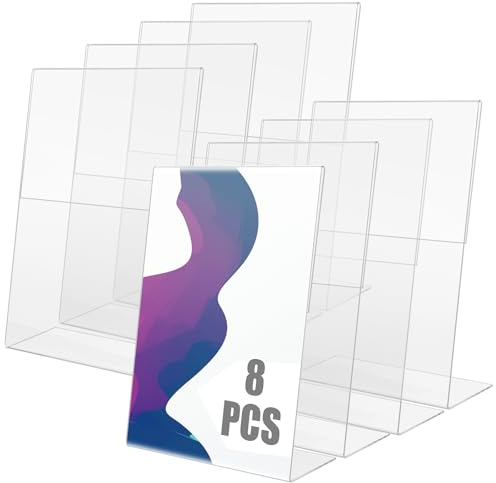 A5 Acrylhalter, 150 x 210 mm, schräge A5-Acryl-Schilderhalter, L-förmiger Plexiglas-Präsentationsständer für Karten und Speisekarten, transparenter Kunststoffständer für Tische, Restaurant, Hotel