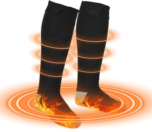 Calcetines Calefactables para Hombres y Mujeres, 5000mAh Calcetines Electricos Baterías Recargable con 3 Niveles de Calentamiento, para Hombre y Mujer, para Esquí/Senderismo/Motociclismo, Patinaje