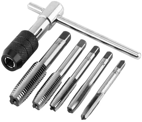 Uadme Adjustable T Handle Tap Wrench Set, M6-M12 Ratchet Holder Wrench, Metric Metal Hand Thread Taps for Cutting Internal Threads