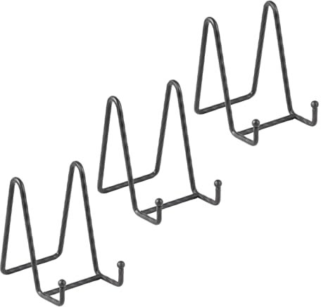 DIDUDIDU Staffli tallriksstativ metall - 3 stycken tallriksställ - dekorativa tallrikshållare - dekorativa tallrikshängare - 11,8 cm järnstaffli för tallrik | foto | böcker | bild | bildram - svart