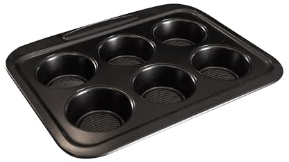 MasterPro Foodies - Molde Cuadrado de Horno hasta 250 Grados para 6 Muffins - Reparto Uniforme de Calor - Fabricado Acero al Carbono - Fondo Antiadherente - Desmontable y Fácil de Lavar