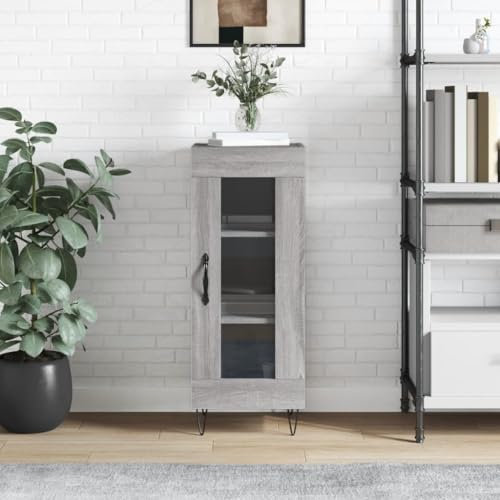 Higsose Sideboard 34,5x34x90cm Grau Sonoma Holzwerkstoff,Metall,Glas Wohnzimmerschrank Vorratsschrank Kleiderschrank Outdoor Schrank Wetterfest Barschrank Campingschrank Küchenschränke