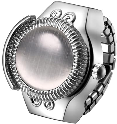 JewelryWe Ringuhr Fingeruhr Damen Analog Quarz Uhr Elastisch Ring Edelstahl Eule Deko Uhr Uhrenring Weiß Schwarz Rot