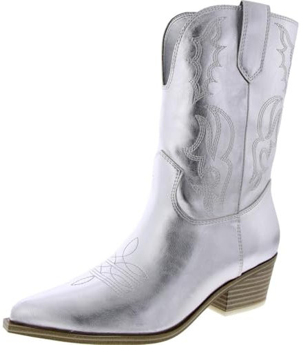 Nine West Yodown, Botas Vaqueras Mujer, Plata 040, 39 EU