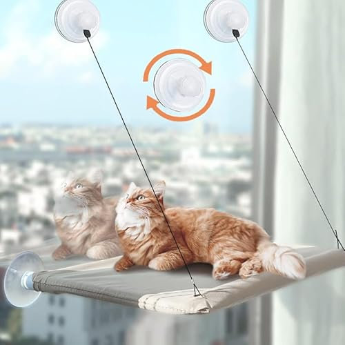 Kakifärgad vägghängmatta 55 x 35 cm för kattfönstersäng, katthängmatta, fönsterbräda, katthängmatta för 17 kg, katthängmatta med sugkopp