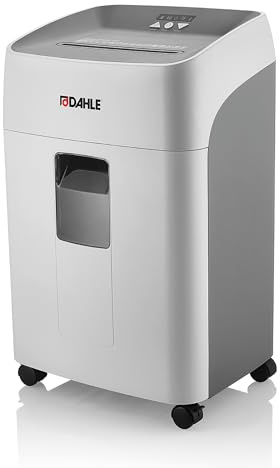 Dahle DeskSide 404P Aktenvernichter, Sicherheitsstufe P-4, 19–21 Blatt | Partikelschnitt P-4, 40 l Auffangbehälter, Verbundstahlwalzen, öl- und wartungsfrei, für den Büroalltag