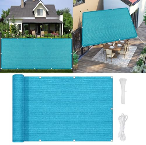 Voile D'Ombrage Respirant Rectangulaire 60 x 120 cm Aux UV 98% Couvert Végétal Toile Pergola Résistant Aux Déchirures pour Extérieur, Jardin, Terrasse, Balcon, Bleu Ciel