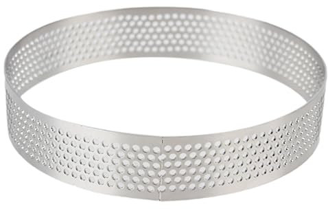 QAUUCP Biscotti Pasticceria Cerchio Tagliapasta Anello for Torta Stampo for Crostata Acciaio Inox Stampo for Torta Tartelletta Utensili da Forno Forati Anello for Crostata Anello per Crostata(10CM)