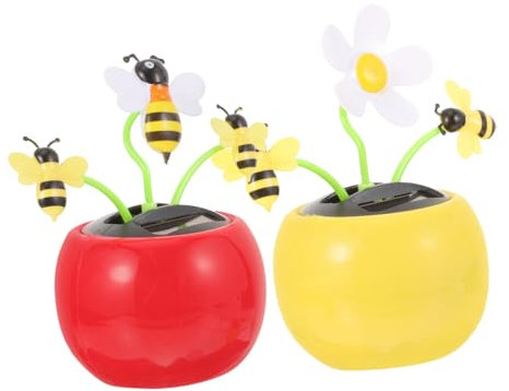 Warmhm 2st Biene Solar-Spielzeug- Solarbetriebener Wackelkopf Solar-tanzspielzeug Auto Tier Dekoration Schaukel Auto Dekoration des Solarautos Wackelkopffiguren Tiere