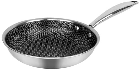 HEXTEC Laser Etched Honeycomb Non Stick Stainless Steel Cookware Pot & Pans Set with Lid - Induction Ready Deep Fryingpan Saucepan Casserole Stockpot with Cool Handles for Home Kitchen Chef, PFOA Free