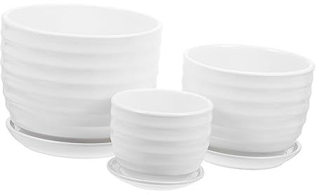 CIYODO 1satz Teiliges Keramik Blumentöpfe Mit Untersetzer Einfache Pflanzgefäße Für Pflanzen Und Blumen Für Zuhause Und Bürodekoration Modernes Design Pflanzenhalter