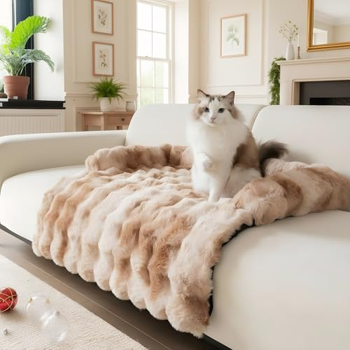 Dicker Kaninchen-Plüsch-Pet-Couch-Überzug für Sofa, Hundesofa-Bettenmatte, waschbare Plüsch-Couch-Abdeckung für Hund, Möbel-Schutz-Hundesofa-Matte für Hunde und Katzen, Flauschiges Hundecouch-Bett
