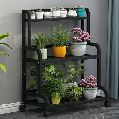 Blumenständer aus Metall, 3 Etagen, Leiterregal für den Außenbereich, für Schlafzimmer, Balkon, Büro, Garten oder Café, gestufter Übertopf, Outdoor-Dekoration (50 x 40 x 107 cm)