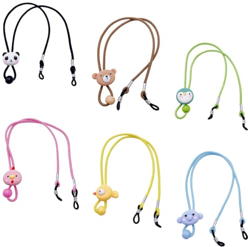 NJCXOLA 6 Stück Junge Mädchen Brillenbänder, Multifunktionales Brillenkette Einstellbares Maskenkette, Sonnenbrillenband Brillenkordel Sport