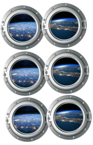 TOPPERFUN 6stücke Weltraum Landschaft Wandtattoos Selbstklebende Fenster Aufkleber Für Kinderzimmer Planet Dekoration Kreative Wandsticker Für Lebendige Atmosphäre