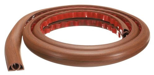 sourcing map 4ft Cord Cover Floor W0.3 x H0.3 Inner Channel PVC Hide Extension Cable Floor Wire Hider Wire Covers Protector for Prevent Cable Trips Cables Management, Wood Brown