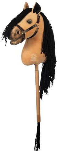 HKM - Hobby Horse Premium, Buckskin mit Halfter, Schweif & abschraubbarem Stock, Steckenpferd für Kinder, Stockpferd + Zubehör zum Hobby Horsing