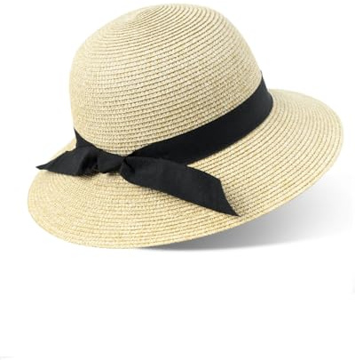 Zylioo S/M/L/XL/XXL stråhatt solhatt dam för stort huvud, halm strandmössa med brett brätte, UV-skydd sommarhatt, Bred brätte mix beige, M