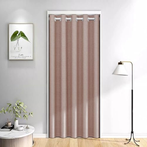 Raumteiler Thermovorhänge mit Ösen Beige 110x150cm Isolierte Thermovorhänge für Schlafzimmer Schrank Kälteschutz Wärmeisolierung Sichtschutz Türvorhang