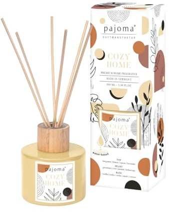 Raumduft Diffuser Cozy Home, 100 ml mit Stäbchen - Essential Oils Lufterfrischer in Geschenkverpackung | Frischer Duft von Bergamotte, Orange & Lavendel | Wohn-, Schlaf-, Bad, WC, Hotel, Büro, Deko