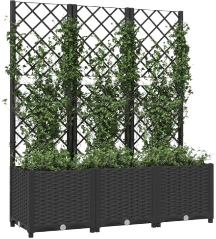 Tomostar Jardinière avec Treillis, Bac à Fleurs Jardinière Surélevée avec Treillis Noir 120x40x136 cm PP