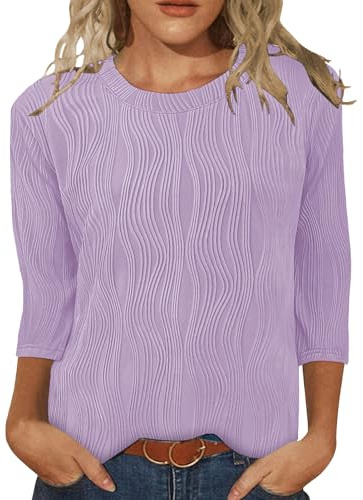 Gemulate Trendy Womens Shirts and Blouses UK Long Sleeve Womens Solid Color Casual Fall Clothing Loose Peplum Blouses for Women UK Elegant Smart Light Purple M