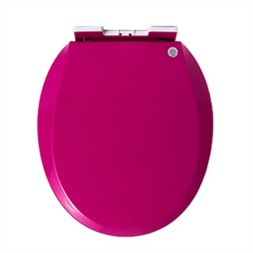 Wttfc Toilettendeckel mit Absenkautomatik,WC Sitz Oval,41 x 36 cm,Klobrille abnehmbar per Druckknopf,Obere Befestigung,Kunststoff Toilettensitz, O-förmige Toilettenbrille WC Deckel,Rose red