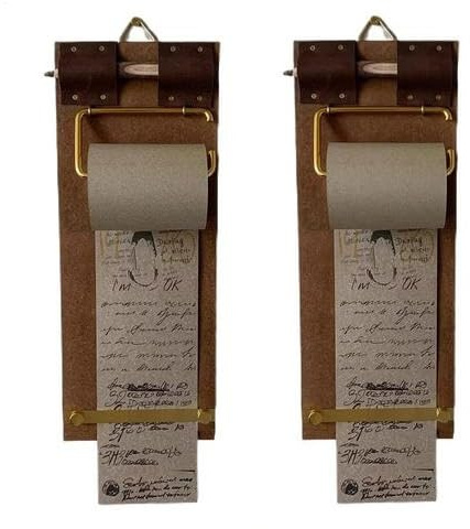 Vintage Clipboard Notebook, 2x Notizbuch mit Klemmbrett Vintage-Stil, Wandmontierter Notizblock mit Papierrollen, Hängebarer Notizrollenhalter für Notizen, Skizzen, Tagebücher Oder Als Wanddekoration