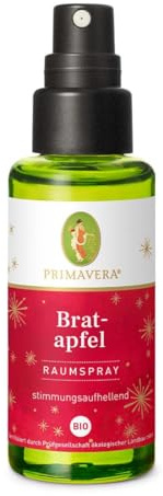 PRIMAVERA Bratapfel Raumspray bio 50 ml– Weihnachtlich-würziger Raumduft mit Nelkenknospe bio, Zimtrinde bio & Orange bio – 100% naturreine ätherische Öle - vegan