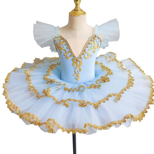 tutù da Balletto Professionale per Ragazze, tutù da Pancake, Abito da Festa per Ballerina, Costume da Danza Classica per Ragazze e Donne Adulte, Elegante e Lirico (110 cm)