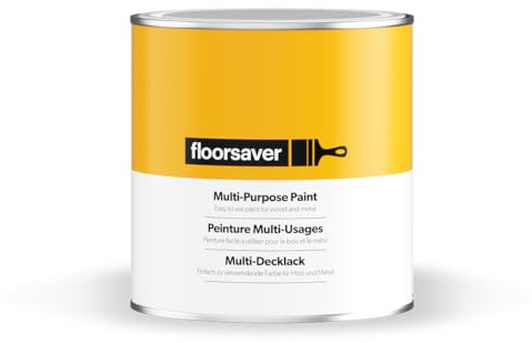 Floorsaver Multi-Purpose Paint - 1L | Durable paint for Metal, Wood, Concrete and more | Minimal Prep | Ideal for Fences, Pipework, Gates (RAL 1021 - Hazard Yellow)