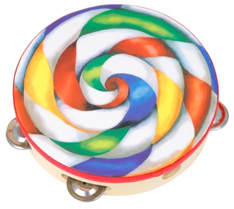 ORFOFE Tambourin à Main Coloré avec Impression Musicale Instrument de Percussion Double Face Éducatif pour Garçon Fille Tambourin Résistant pour Fête et Apprentissage Musical