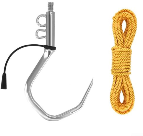 Fish Landing Hameçon volant en acier inoxydable 304 avec corde, conçu pour la pêche en mer et en bateau, résistant à la rouille et solide pour les poissons lourds (taille M)