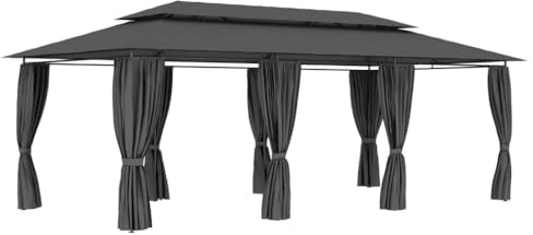 Nqyjm Gazebo da giardino esterno gazebo con tende 600x298x270 cm Antracite, Padiglione Tendone Ricezione Tenda per Matrimonio, Feste, Campeggio, Eventi Commerciali