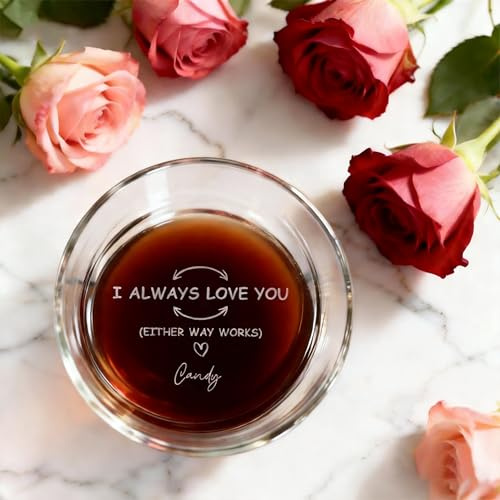 VEELU Personalised Engraved Whiskey Glass Customised Gifts for Men 10oz Whiskey Tumblers with Name & Text Anniversary Valentines Birthday Gifts for Brother Father Husband Grandad (Style 01)