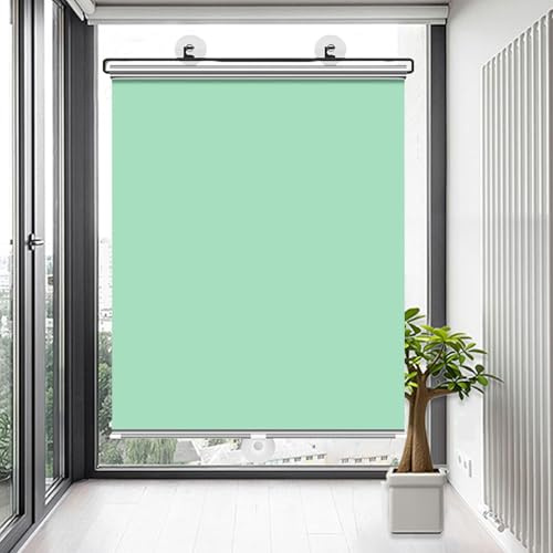 Sonnenschutz Thermo Rollo für Fenster Grün 58x125cm Verdunkelungsrollo mit Saugnäpf Ohne Bohren Einziehbarer Temporäre Jalousien,für Auto,Zuhause,Küche