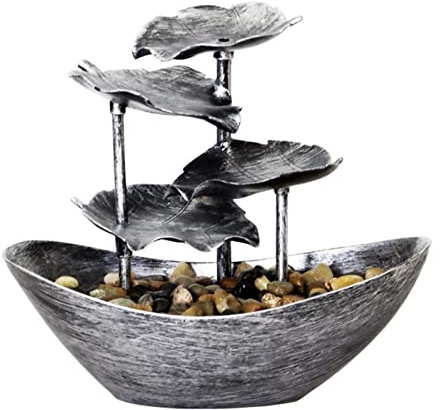 Lotus Leaf Tabletop Waterfall Fountain - Lucky Interior Decoration, Desktop Water Feature with Natural Flowing Water