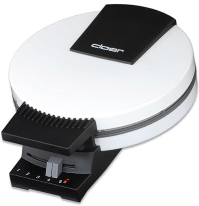 Cloer 271 Gaufrier Petit Corne pour croissants fins et croustillants, 800 W, Plaques de cuisson 15 cm Ø, degré de brunissement réglable en continu avec curseur, blanc, métal
